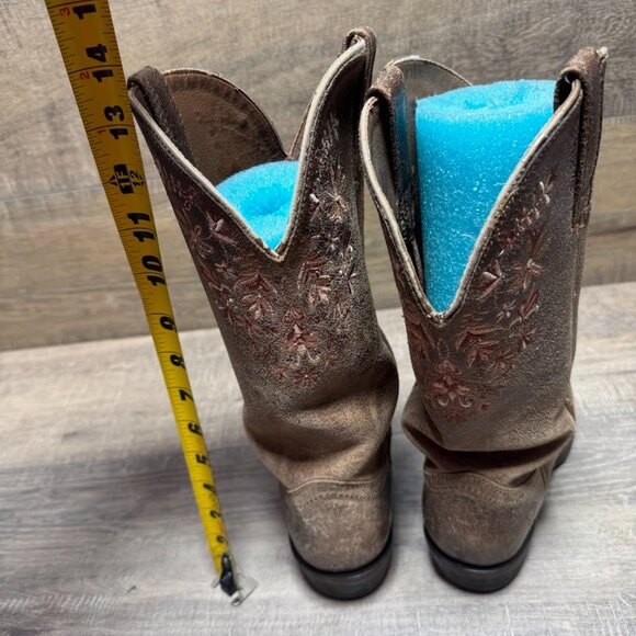 Ariat Ardent Brown Leather Floral Embroidered Western Boots Women's Size 8 - Picture 3 of 7